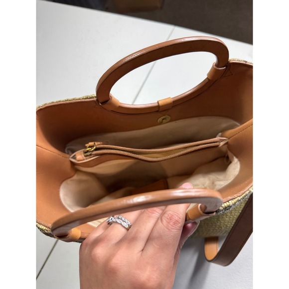 Fossil 75082 Woven Straw Tote Bag with Round Handles and Crossbody Strap - Picture 10 of 14